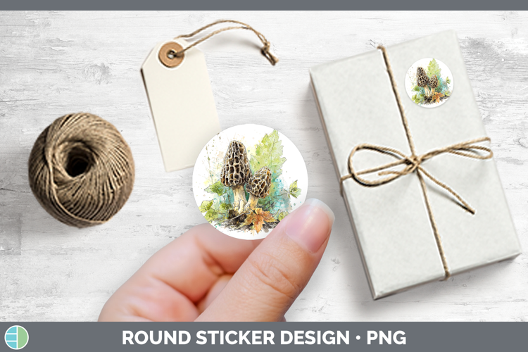 Morel Mushroom Sketch Stickers Design