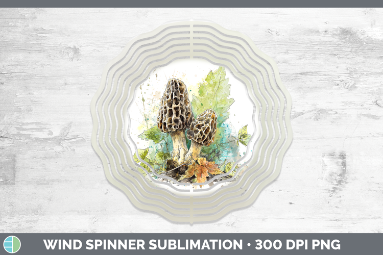 Morel Mushroom Sketch Wind Spinner Sublimation Design