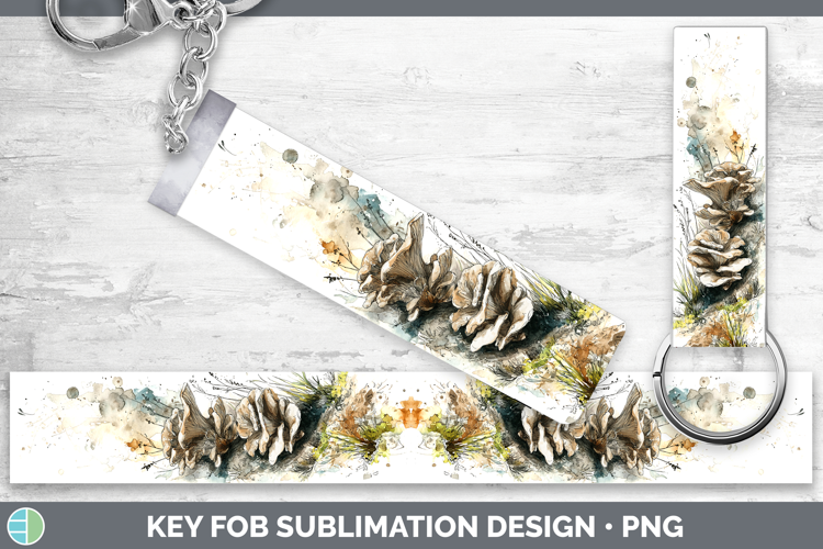 Oyster Mushroom Sketch Key Fob Sublimation Design