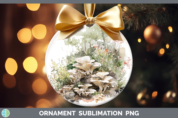 Oyster Mushroom Sketch Ornament Sublimation Design