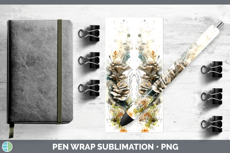 Oyster Mushroom Sketch Pen Wrap Sublimation Design