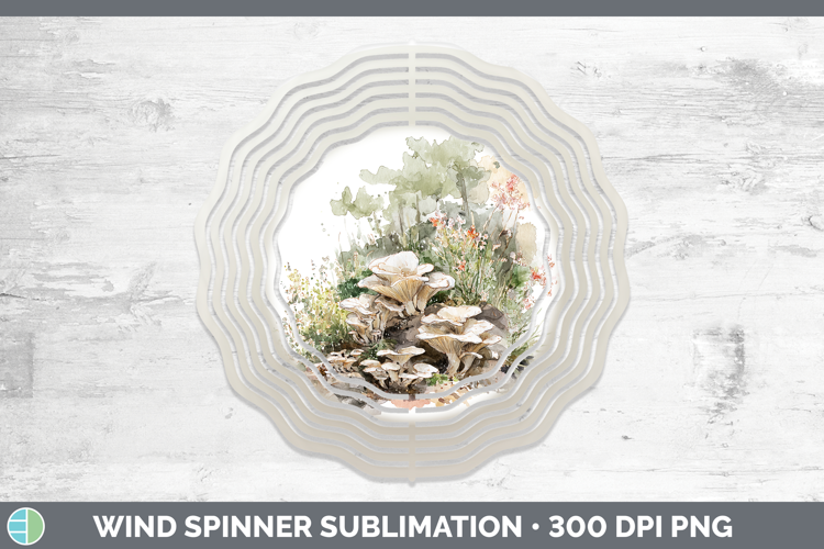 Oyster Mushroom Sketch Wind Spinner Sublimation Design