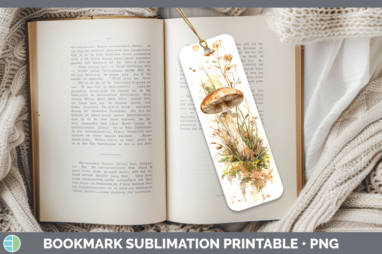 Portobello Mushroom Sketch Bookmark Sublimation Design