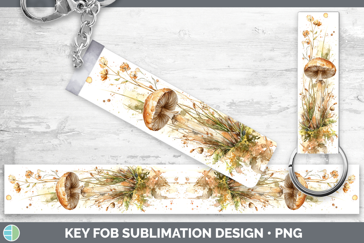 Portobello Mushroom Sketch Key Fob Sublimation Design