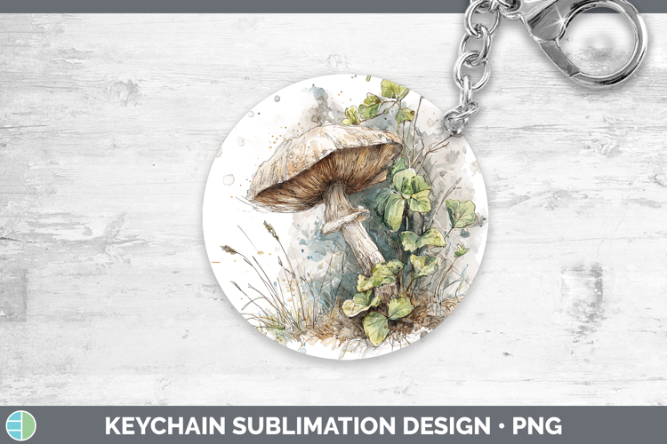 Portobello Mushroom Sketch Keychain Sublimation Design