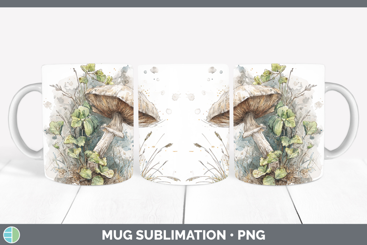 Portobello Mushroom Sketch Mug Wrap Sublimation Design