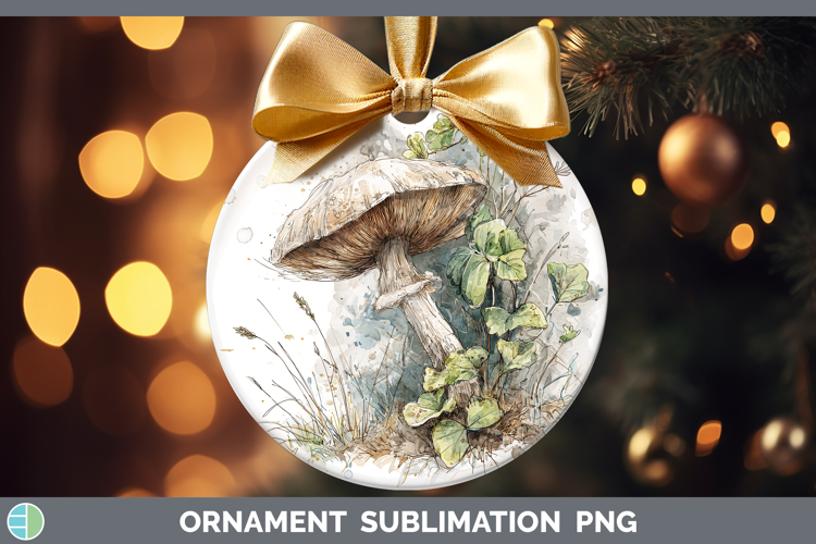 Portobello Mushroom Sketch Ornament Sublimation Design