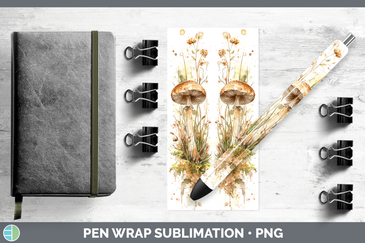 Portobello Mushroom Sketch Pen Wrap Sublimation Design