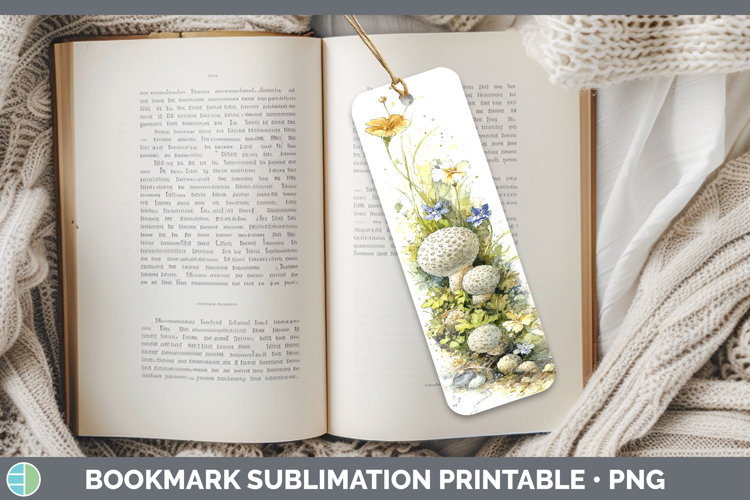 Puffball Mushroom Sketch Bookmark Sublimation Design