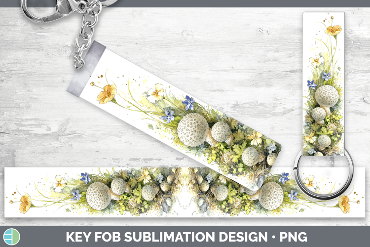 Puffball Mushroom Sketch Key Fob Sublimation Design