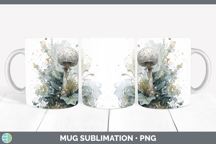Puffball Mushroom Sketch Mug Wrap Sublimation Design