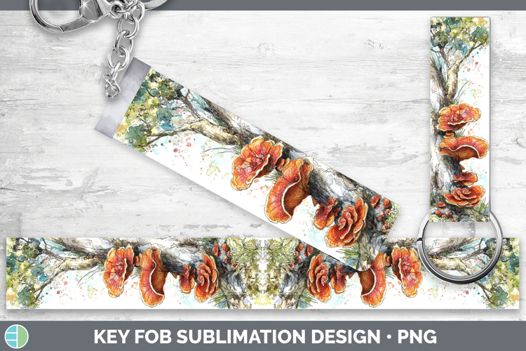 Reishi Mushroom Sketch Key Fob Sublimation Design