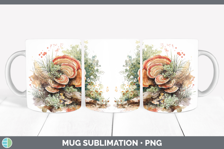 Reishi Mushroom Sketch Mug Wrap Sublimation Design