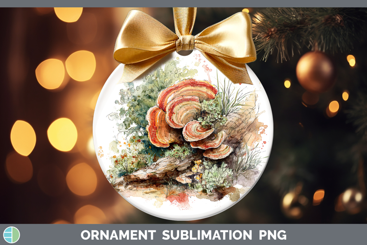 Reishi Mushroom Sketch Ornament Sublimation Design