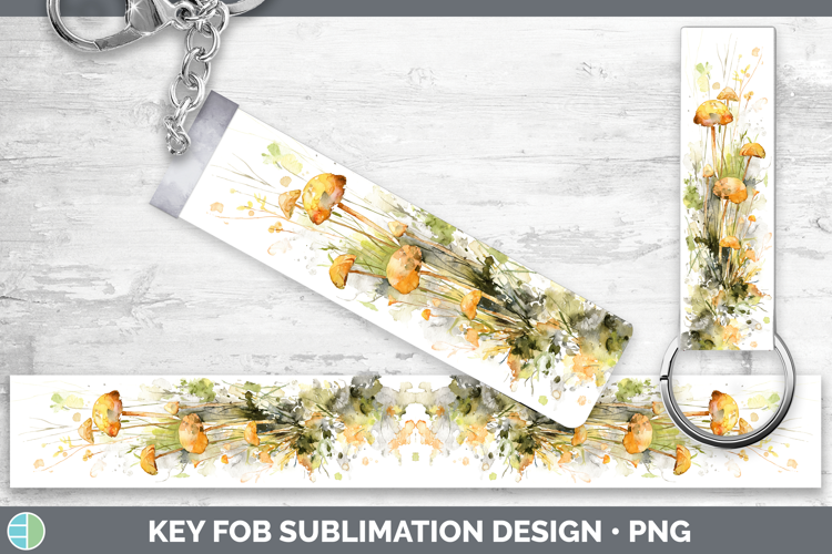 Shiitake Mushroom Sketch Key Fob Sublimation Design