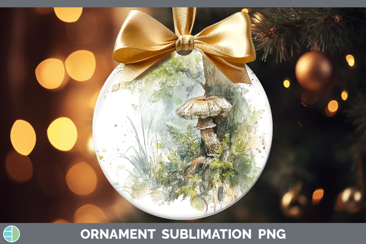 Shiitake Mushroom Sketch Ornament Sublimation Design