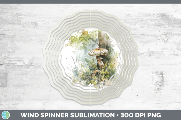 Shiitake Mushroom Sketch Wind Spinner Sublimation Design