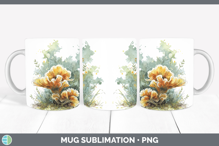 Tremella Mushroom Sketch Mug Wrap Sublimation Design