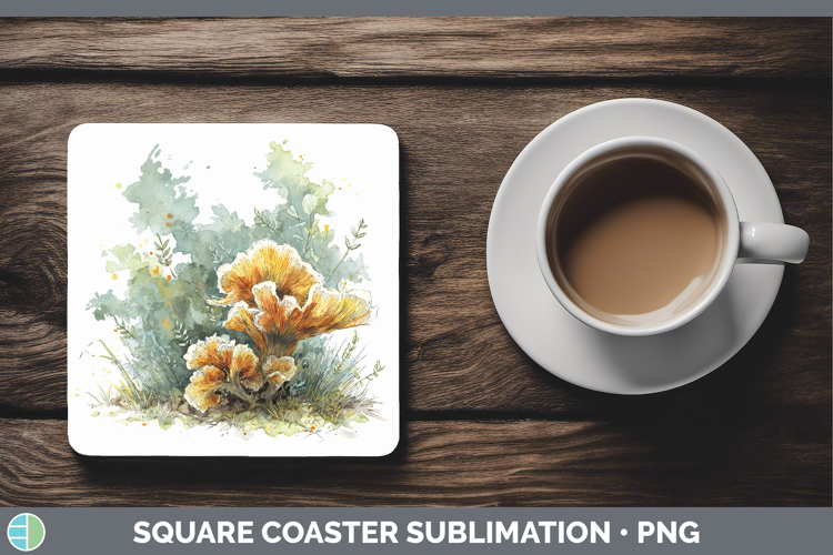 Tremella Mushroom Sketch Square Coaster Sublimation Design