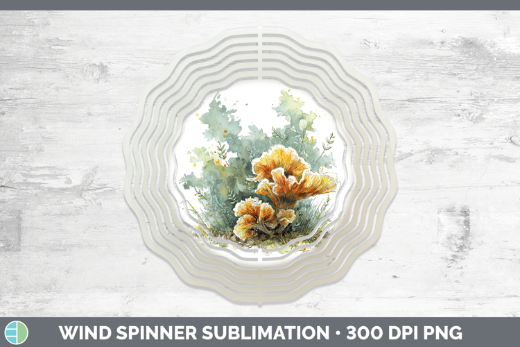 Tremella Mushroom Sketch Wind Spinner Sublimation Design