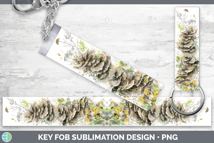 Turkey Tail Mushroom Sketch Key Fob Sublimation Design