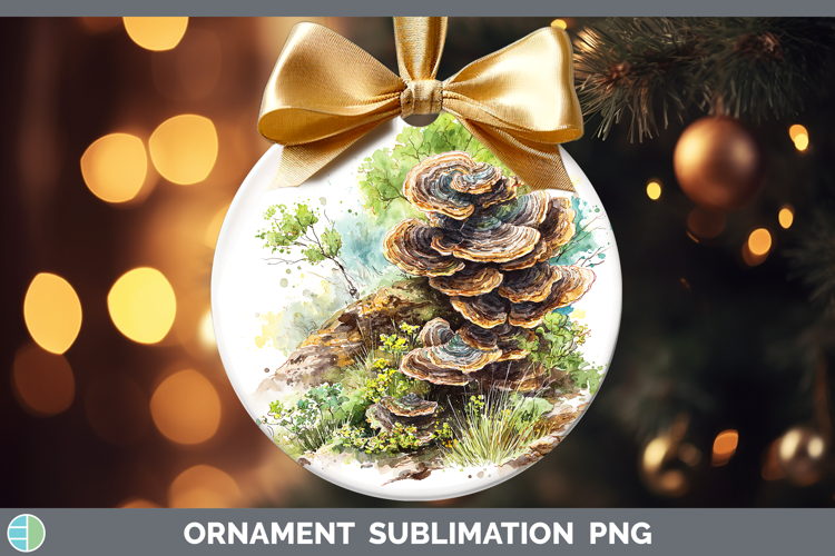 Turkey Tail Mushroom Sketch Ornament Sublimation Design