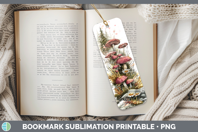 Wolfs Milk Mushroom Sketch Bookmark Sublimation Design