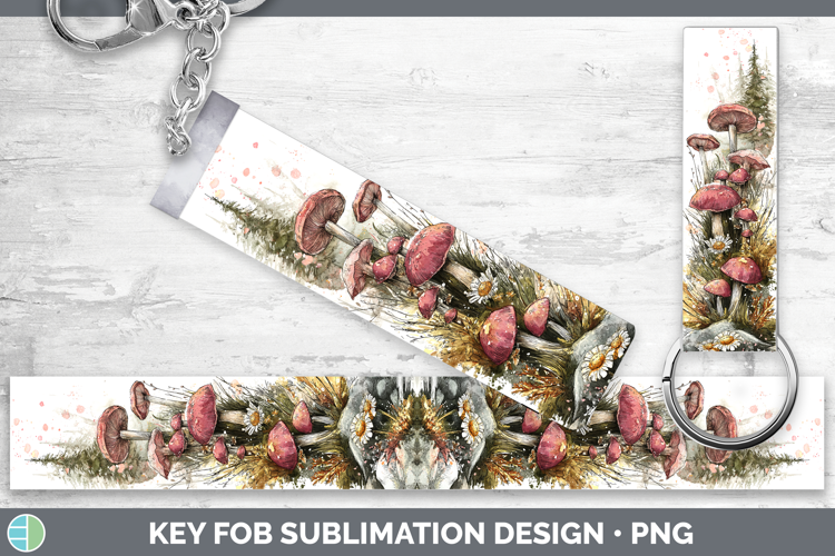 Wolfs Milk Mushroom Sketch Key Fob Sublimation Design