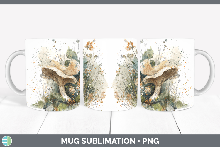 Wolfs Milk Mushroom Sketch Mug Wrap Sublimation Design