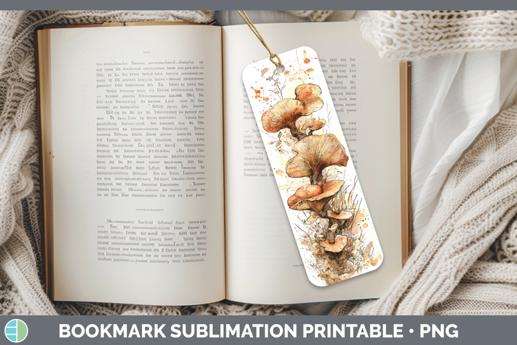 Wood Ear Mushroom Sketch Bookmark Sublimation Design