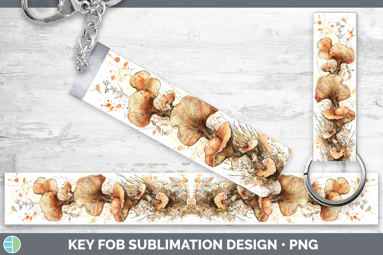 Wood Ear Mushroom Sketch Key Fob Sublimation Design