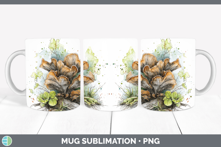 Wood Ear Mushroom Sketch Mug Wrap Sublimation Design