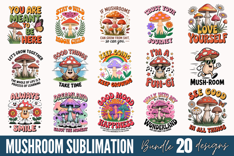 Mushroom Sublimation Bundle, Mushroom Sublimation