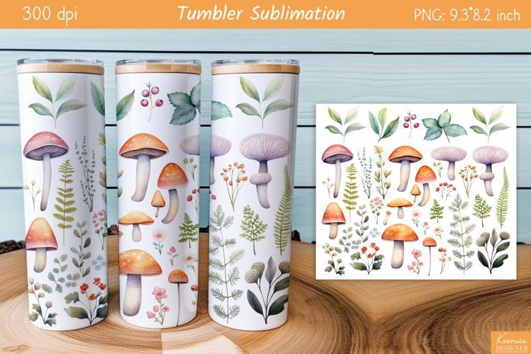 Watercolor Mushroom Design|Fall Tumbler Sublimation