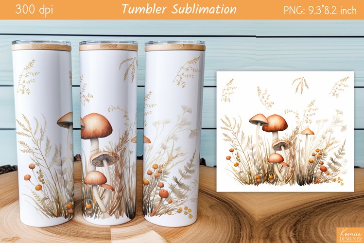 Watercolor Mushroom Design|Fall Tumbler Sublimation
