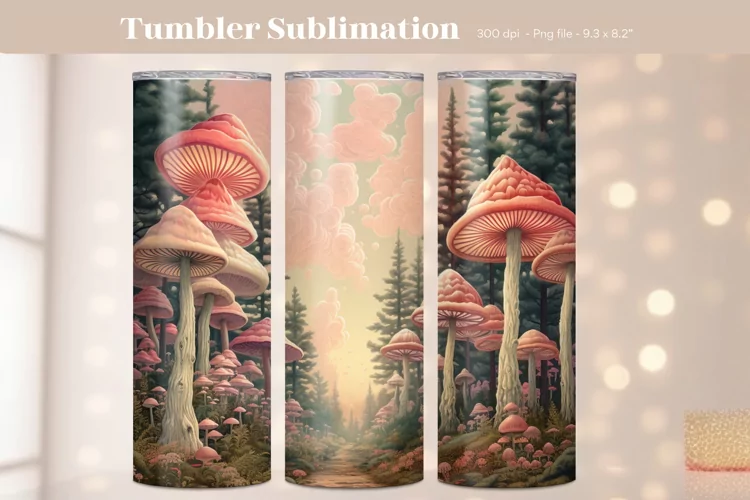 Mushroom Tumbler Wrap | Vintage Nature Tumbler Sublimation