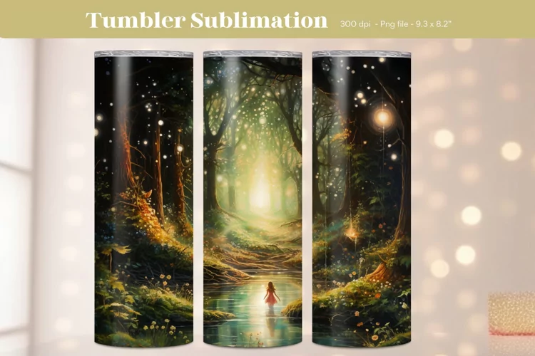 Forest Tumbler Wrap | Watercolor Fairy Tumbler Sublimation