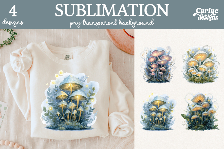Mushrooms Sublimation Bundle, Mushrooms Clipart Bundle