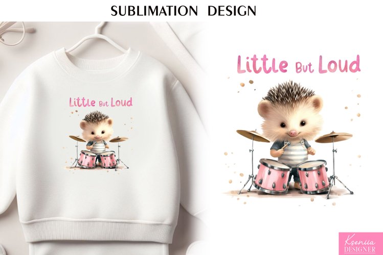 Watercolor Hedgehog Musician|Little but Loud T Shirt Design