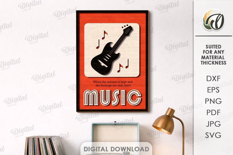 3D Music Art Decor Laser Cut. Wall Decor SVG