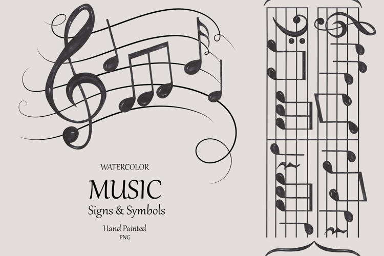 Watercolor Music Signs & Symbols Bundle