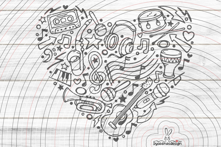music heart Cutting file SVG DXF