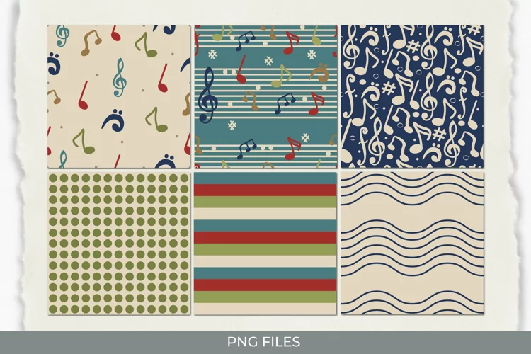 Music Notes with Vintage Color Seamless Pattern Paper Pack