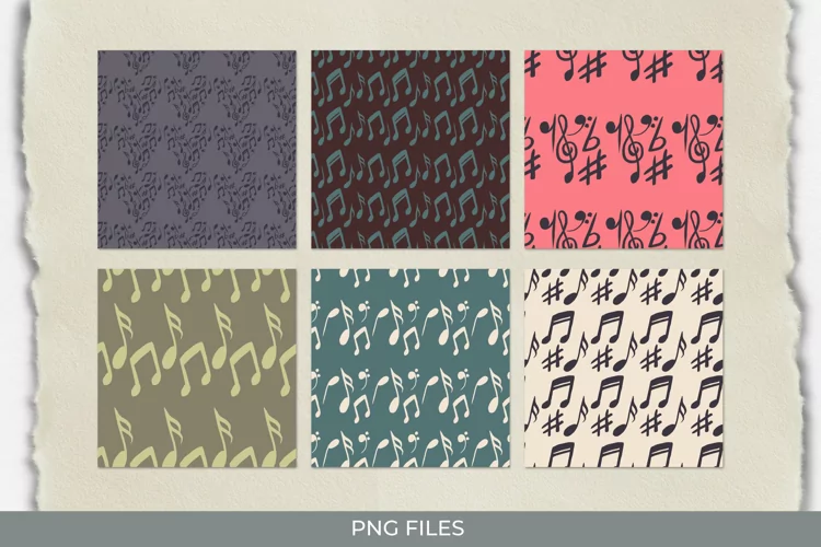 Music Notes with Vintage Color Seamless Pattern Paper Pack