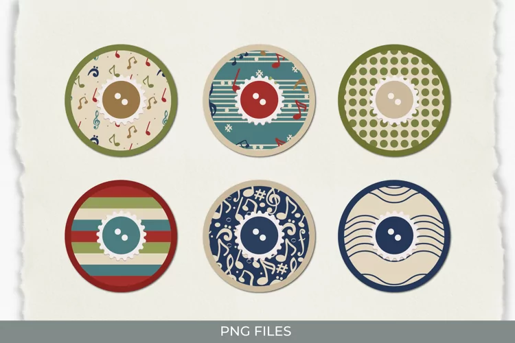 Music Notes with Vintage Color Seamless Pattern Button