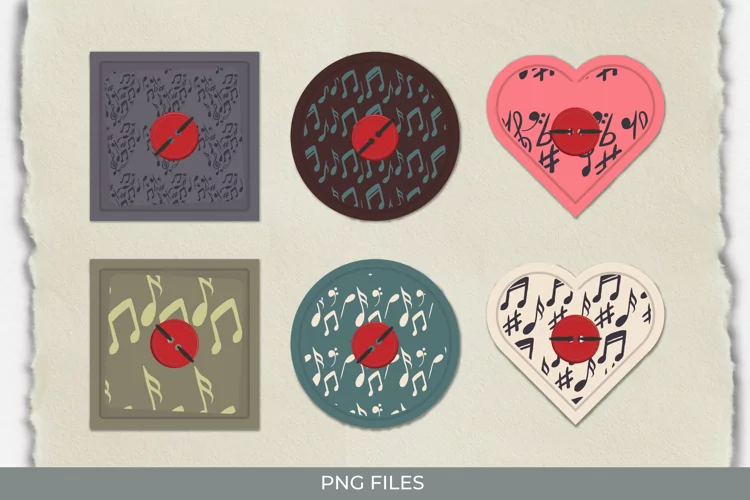 Music Notes with Vintage Color Seamless Pattern Buttons