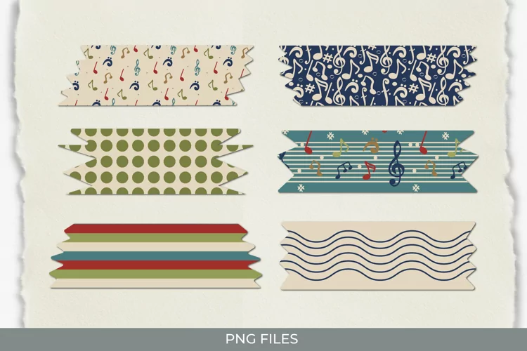 Music Notes with Vintage Color Seamless Patterned Tape