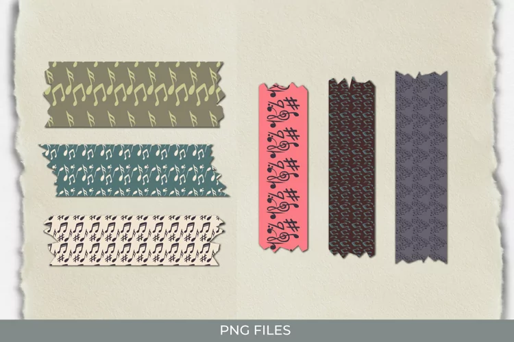 Music Notes with Vintage Color Seamless Patterned Tape