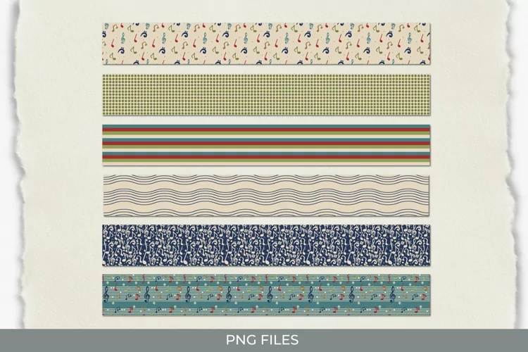 Music Notes with Vintage Color Seamless Seamless Strips