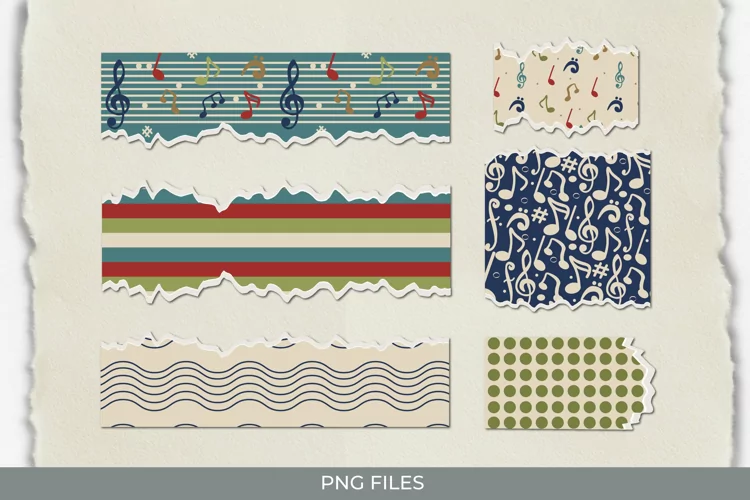 Music Notes with Vintage Color Seamless Torn Paper